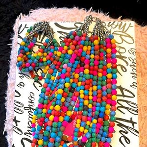Sassy Jones rainbow colored lava beaded necklace and bracelet set